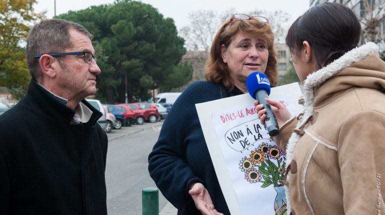 Dominique Boutillon (au micro) et Pierre Haberschill avant la rencontre avec le DRAAF