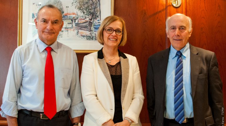 Yvon Malard (directeur général), Michèle Guibert (directrice adjointe) et Robert Conti (Président), fiers de présenter les résultats 2014 du Crédit Agricole Toulouse 31.