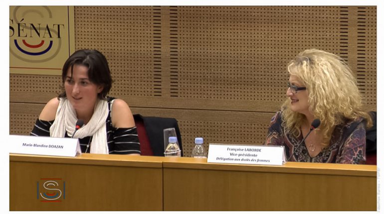 Marie-Blandine Doazan lors de la 2ème table ronde, animée par Françoise Laborde, Sénatrice de la Haute-Garonne (capture d'écran)