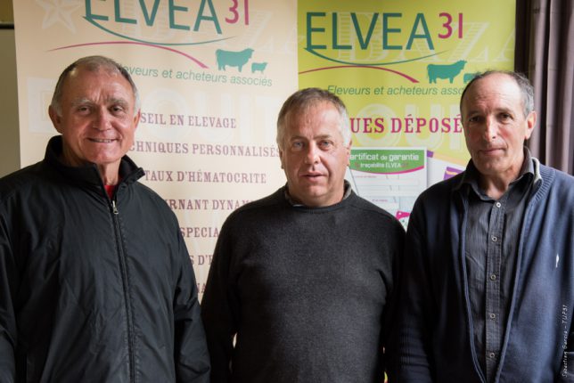 Jean-Pierre Duclos (à gauche) passe le relais à Alain Taurignan (centre), secrétaire général, et Daniel Abadie, co-président d'Elvea31.